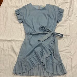 Light Blue Tie Wrap Around Dress